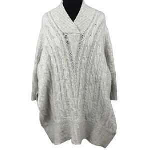 LINE CHROME Cable Knit Sweater Poncho Shawl Collar Womens S/P